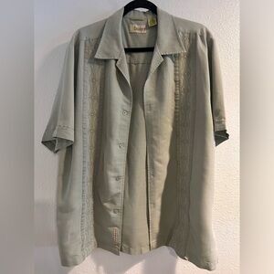 Men's Light Green Casual Button Down Shirt Size Large